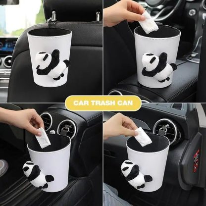 Compact Panda Car Trash Can & Organizer: Leak-Proof, Versatile, & Stylish - Image 4