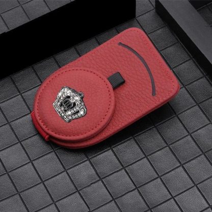 Luxury Leather Car Visor Sunglass and Card Holder with Diamond Crown - Image 3