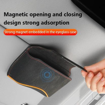 Luxurious Suede Leather Car Visor Glasses Holder - Image 4