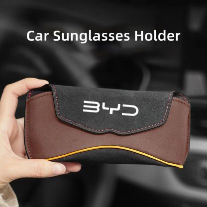 Luxurious Suede Leather Car Visor Glasses Holder - Image 2