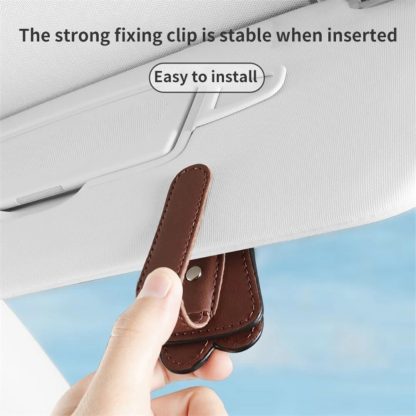 Multi-Functional Leather Car Visor Clip for Sunglasses and Cards - Image 4