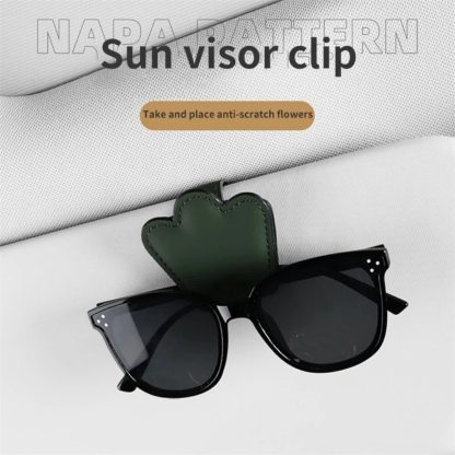 Multi-Functional Leather Car Visor Clip for Sunglasses and Cards - Image 3