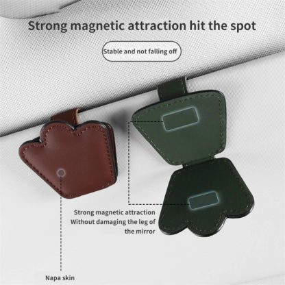 Multi-Functional Leather Car Visor Clip for Sunglasses and Cards - Image 5