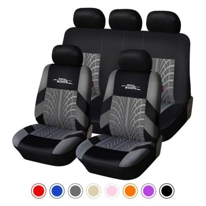 Universal Fit Embroidered Car Seat Covers with Tire Track Detail - Image 2