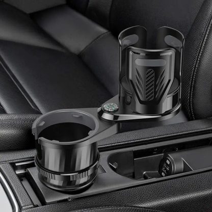 Multifunctional Carbon Fiber Car Cup Holder with Built-In Compass - Image 4