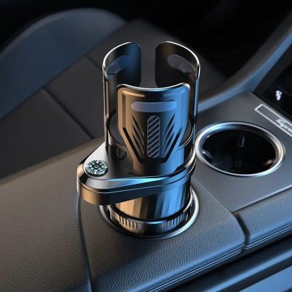 Multifunctional Carbon Fiber Car Cup Holder with Built-In Compass - Image 3