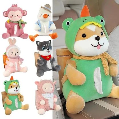 Adorable Animal Car Tissue and Trash Holder - Multifunctional Car Accessory - Image 2