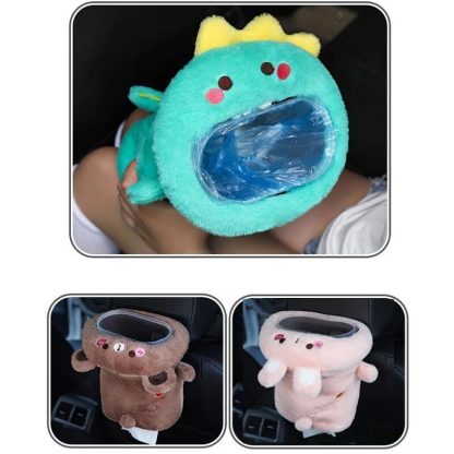 2-in-1 Car Tissue Box & Trash Bin with Cartoon Animal Design - Image 6