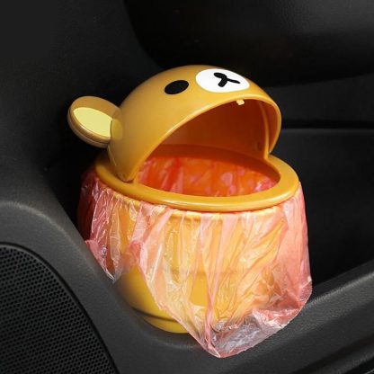 Cute Cartoon Bear Car Trash Can with Rolling Cover - Image 5