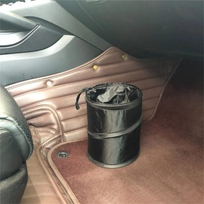 Compact Foldable Car Trash Can with Pressing Lid and Storage Pocket - Image 6