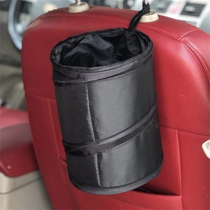 Compact Foldable Car Trash Can with Pressing Lid and Storage Pocket - Image 4