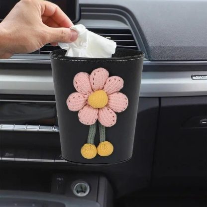 Luxury Leather Car Trash Can – Portable Garbage Bin for Auto Interiors - Image 4