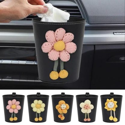 Luxury Leather Car Trash Can – Portable Garbage Bin for Auto Interiors - Image 2