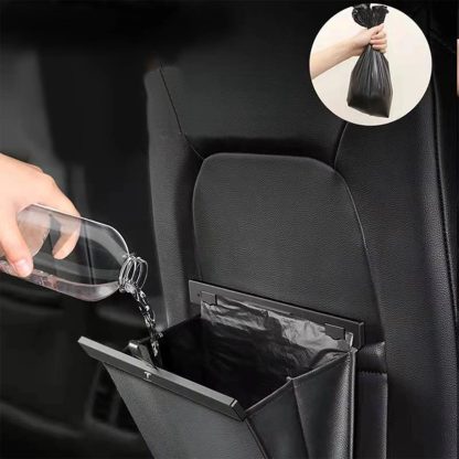 Luxury Waterproof Leather Car Trash Bin - Easy Install, Space-Saving & Magnetic Closure - Image 3