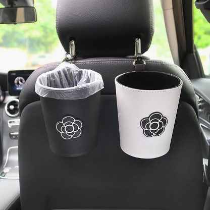 Chic Camellia Car Trash Bin - Compact Garbage Bag for Auto Vent & Headrest - Image 4