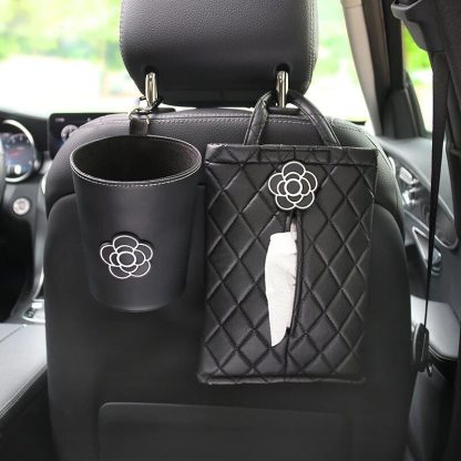 Chic Camellia Car Trash Bin - Compact Garbage Bag for Auto Vent & Headrest - Image 7