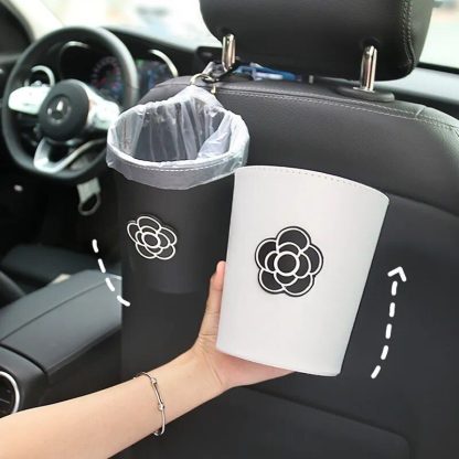 Chic Camellia Car Trash Bin - Compact Garbage Bag for Auto Vent & Headrest - Image 2