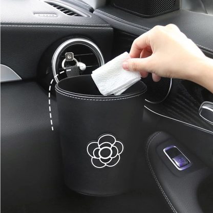 Chic Camellia Car Trash Bin - Compact Garbage Bag for Auto Vent & Headrest - Image 3