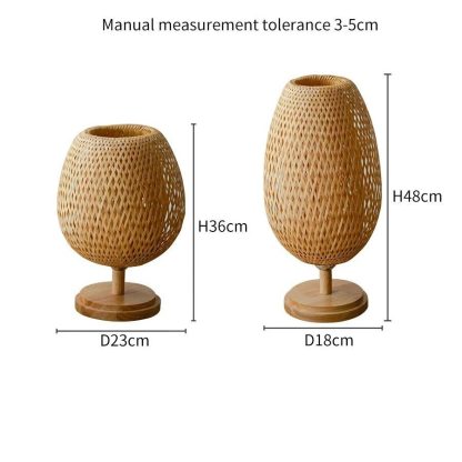 Handwoven Bamboo & Rattan Table Lamp: Retro Japanese-Style Bedside Lighting - Image 2