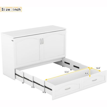 Transformable Queen/Full Size Murphy Wall Bed with Drawers, Sockets & USB Ports - Image 5