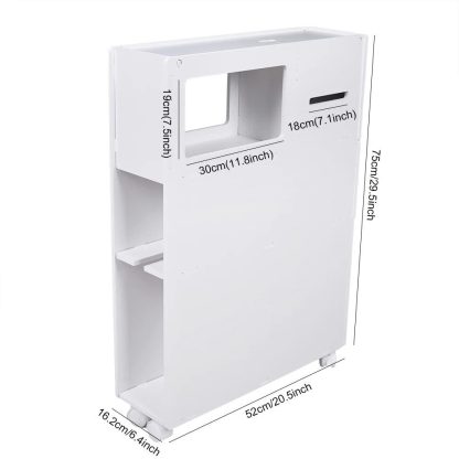 Modern White 4-Layer Narrow Bathroom Storage Cabinet with Movable Shelves - Image 5