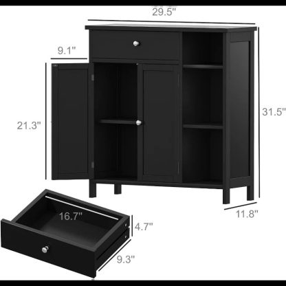 Freestanding Bathroom and Living Room Storage Cabinet with Adjustable Shelf and Drawer - Image 5