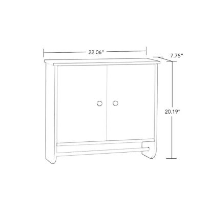 White 2-Door Wall Storage Cabinet with Towel Bar and Adjustable Shelf - Image 3