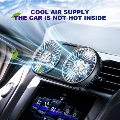 360° Rotating Dual-Head USB Car Fan with Ambient Lighting - Image 4