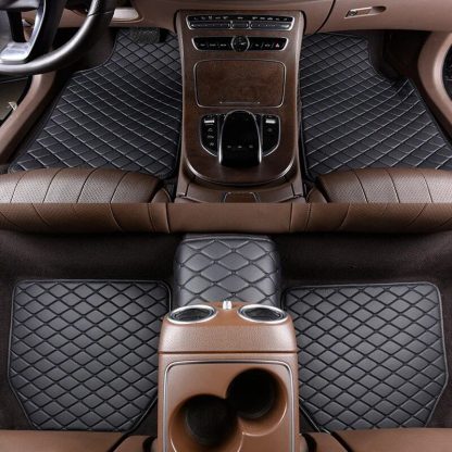 Universal Luxe Leather Car Floor Mats - Waterproof & Scratch-Resistant 5Pc Set - Image 2