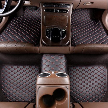 Universal Luxe Leather Car Floor Mats - Waterproof & Scratch-Resistant 5Pc Set - Image 3