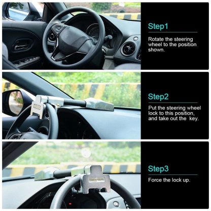 Universal Car Steering Wheel T-Lock with Alarm System - Image 7