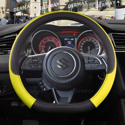 Microfiber Leather & Carbon Fiber Steering Wheel Cover for Suzuki Swift 2017-2021 - Image 2