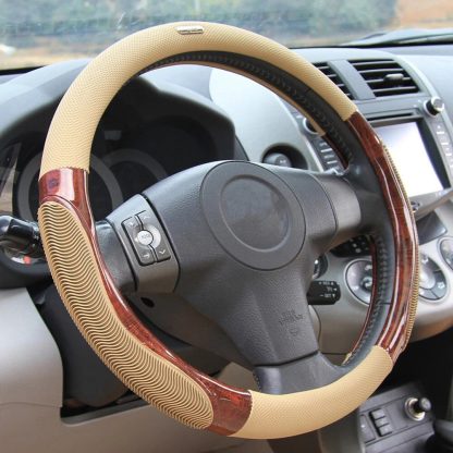 38cm Breathable Imitation Peach Wood Anti-slip Car Steering Wheel Cover - Image 2