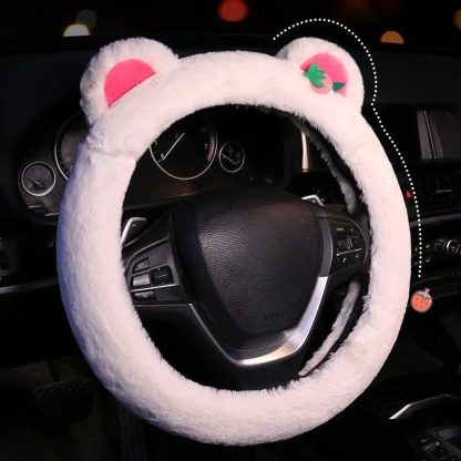 Pink Cat Ears Plush Steering Wheel Cover - Image 2