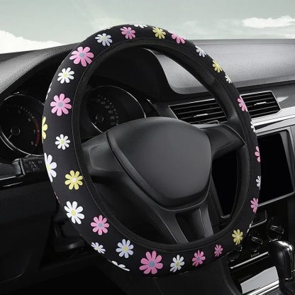 Floral Print 38CM Anti-Slip Steering Wheel Cover - Image 2