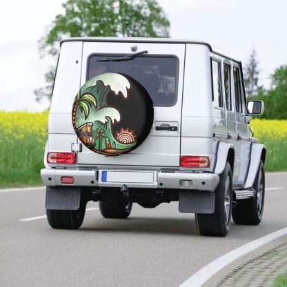 Surf-Inspired Vanlife Spare Wheel Cover for All-Terrain Vehicles 14"-17" - Image 3