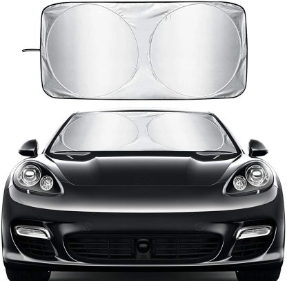 Compact Silver-Coated Car Sunshade – UV Heat Shield & Windscreen Protector - Image 7