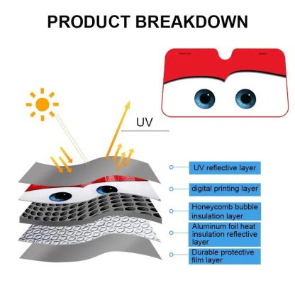 Aluminum Foil Car Sunshade with Heated Eyes Design – Windshield Solar Protector - Image 4