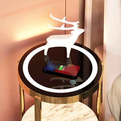 Modern Minimalist Nightstand with Wireless Charging and LED Light - Image 4