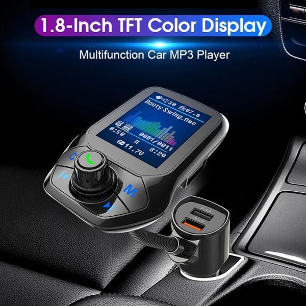 Bluetooth FM Transmitter with 1.8" Color Display, Handsfree Car Kit & Dual USB Charger - Image 6