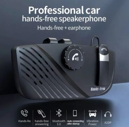 2 in 1 Bluetooth-Compatible Handsfree Speakerphone Car Kit with Earphone Sun Visor