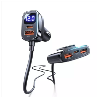 78W 5-in-1 Multi-Port Fast Car Charger with LED Voltage Display