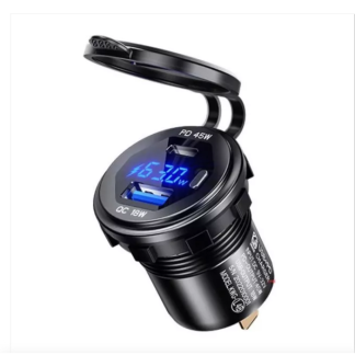 Dual USB Car Charger Socket with Quick Charge 3.0 & Type C