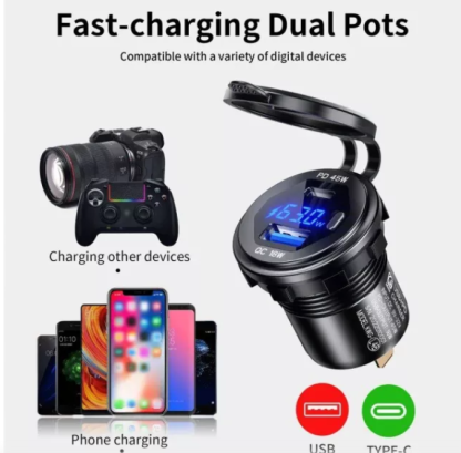 Dual USB Car Charger Socket with Quick Charge 3.0 & Type C - Image 3